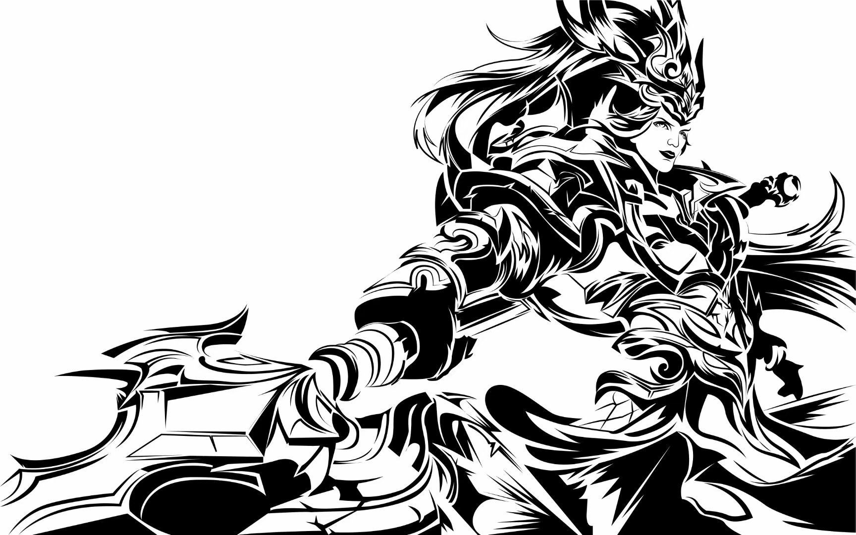 王者英雄黑白稿|插画|绘本|ps修图工人 - 原创作品 - 站酷 (zcool)