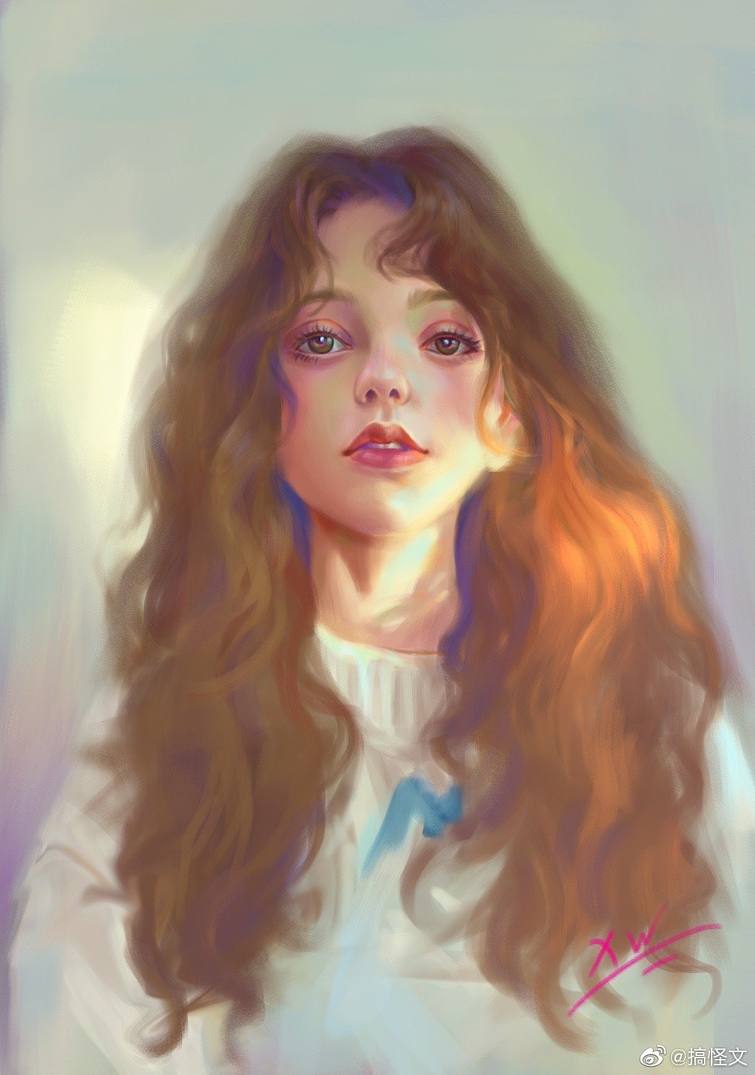 板绘-卷发女孩|纯艺术|绘画|搞怪文2 - 原创作品 - 站酷 (zcool)