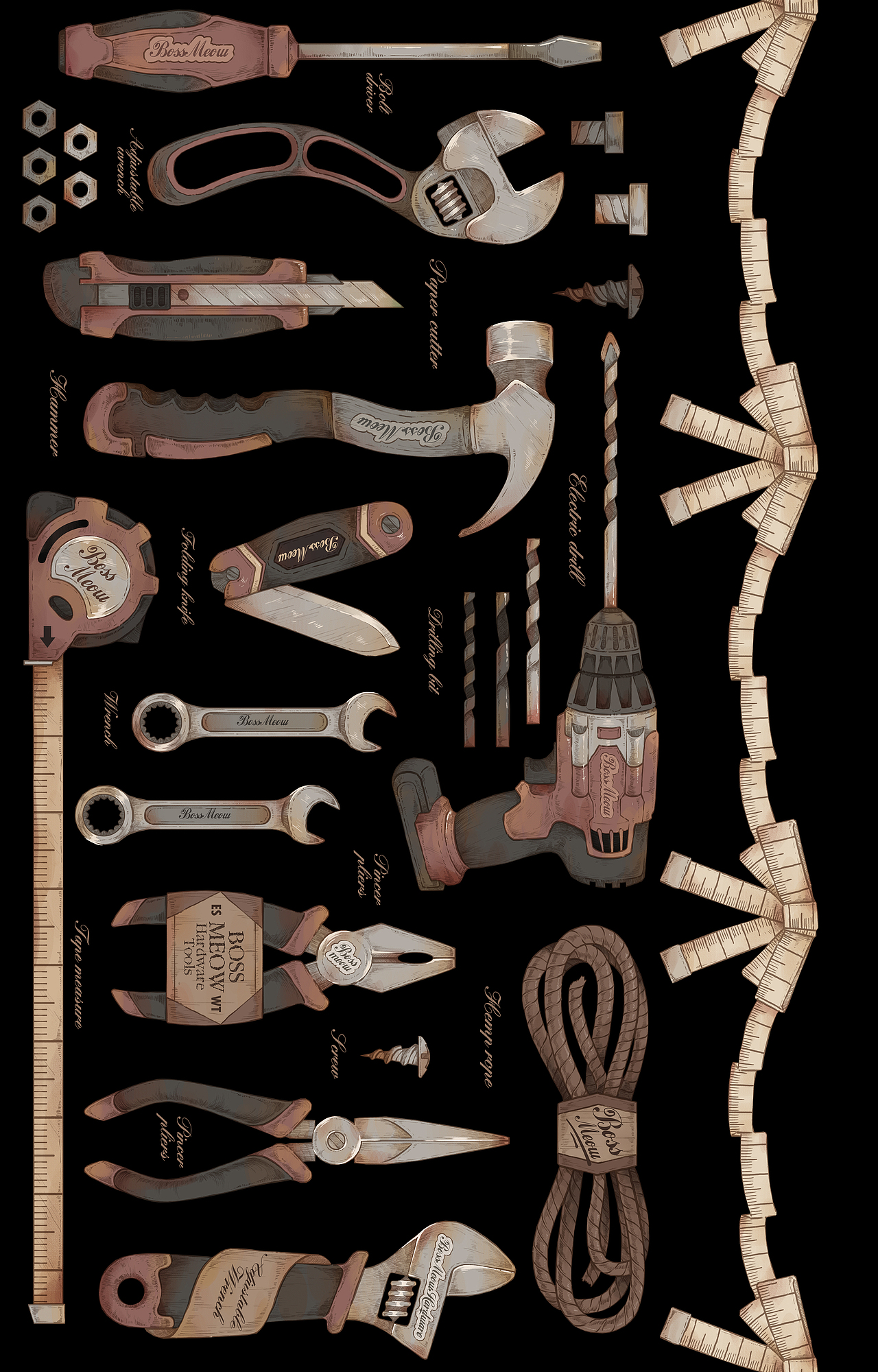 【画个锤子】复古风五金工具插画（图ZMjI3OTU5MjQ0） - 商业插画 - 站酷设计师桃伯伯TAOPAIPAI原创素材 - 站酷ZCOOL