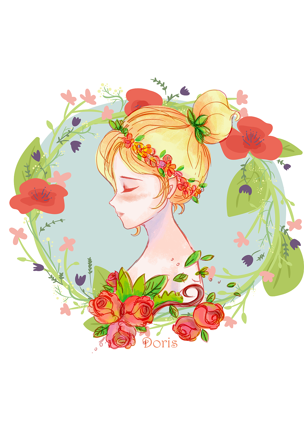 《绿野仙踪》春日幻想——鲜花与少女（图ZMjc2ODg2NjQ=） - 艺术插画 - 站酷设计师桃桃酱1017原创素材 - 站酷ZCOOL