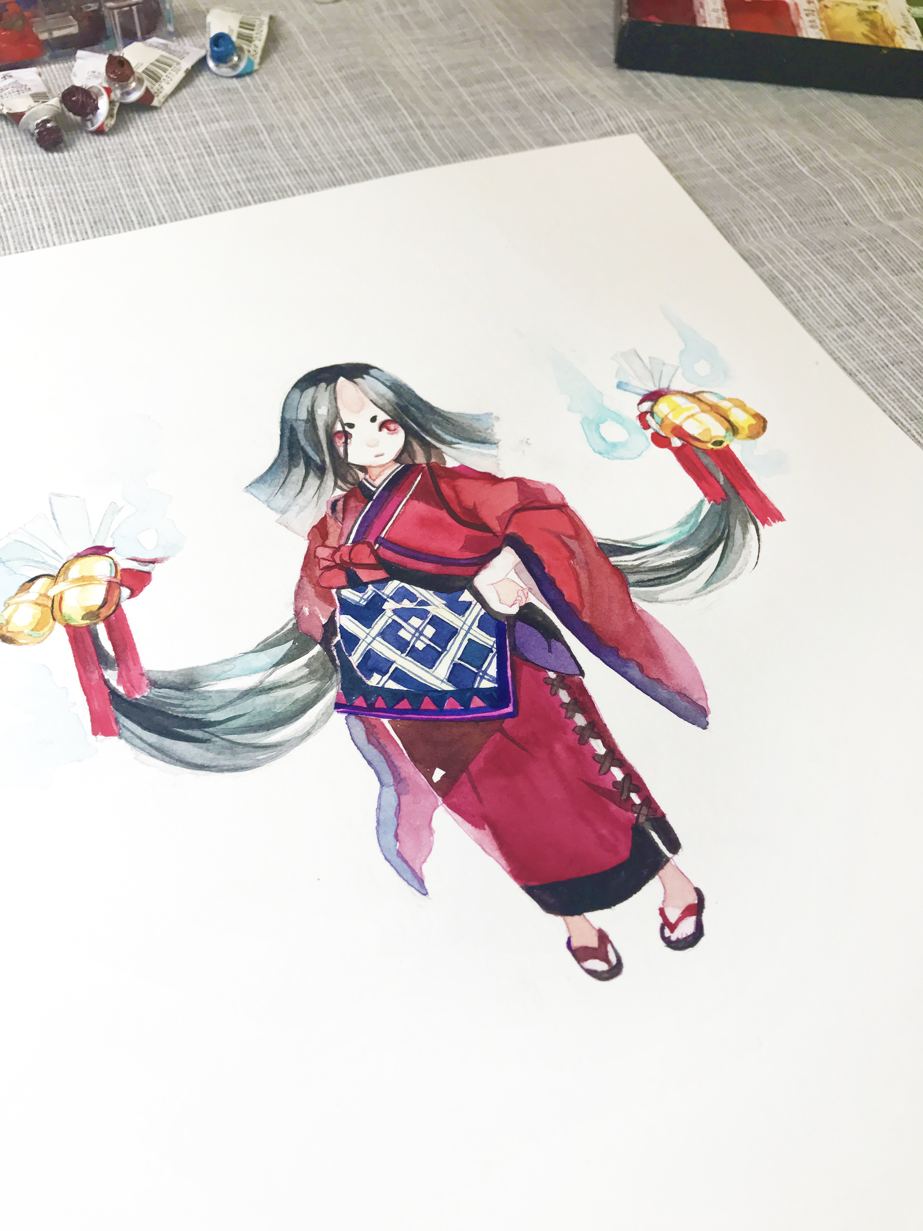 水彩手绘--阴阳师 座敷童子