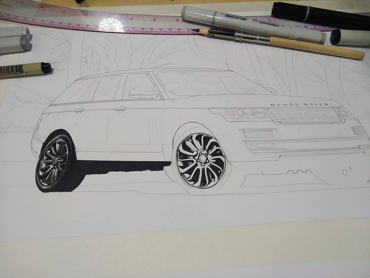马克笔汽车手绘 Range-Rover（图ZMjM2MDE5MTgw） - 艺术插画 - 站酷设计师xyikai吉原创素材 - 站酷ZCOOL