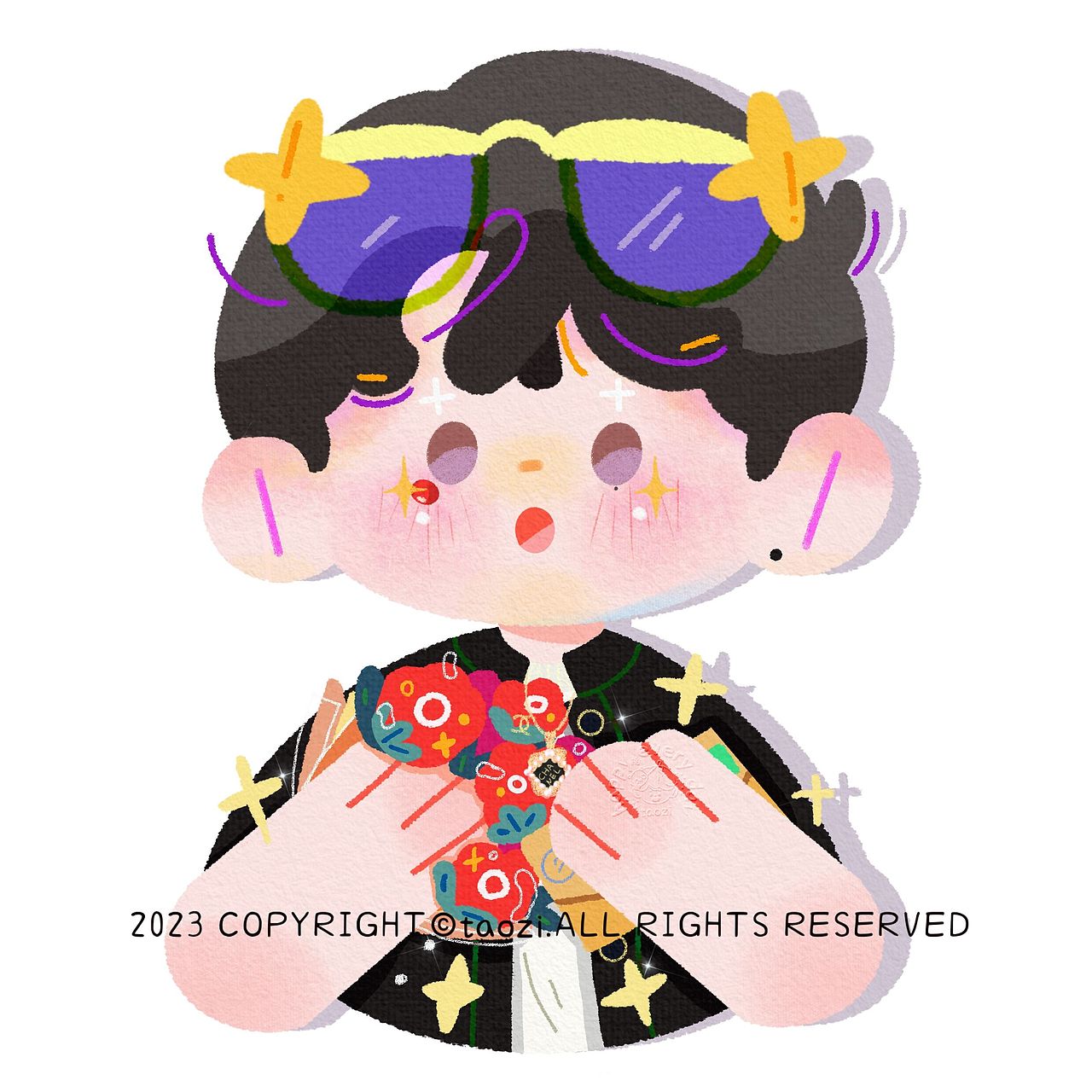 这只是春天的一组浅画的九宫格插画