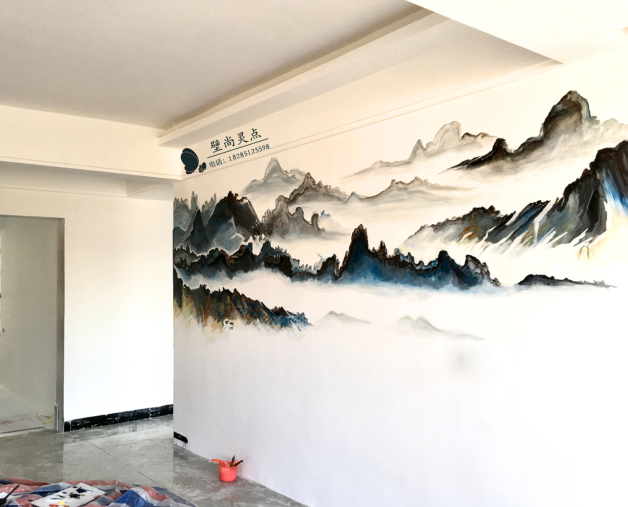 同学的房子喊去画的背景手绘（图ZMTM0MDcyOTI0） - 新锐潮流插画 - 站酷设计师壁尚手绘贵州墙绘原创素材 - 站酷ZCOOL