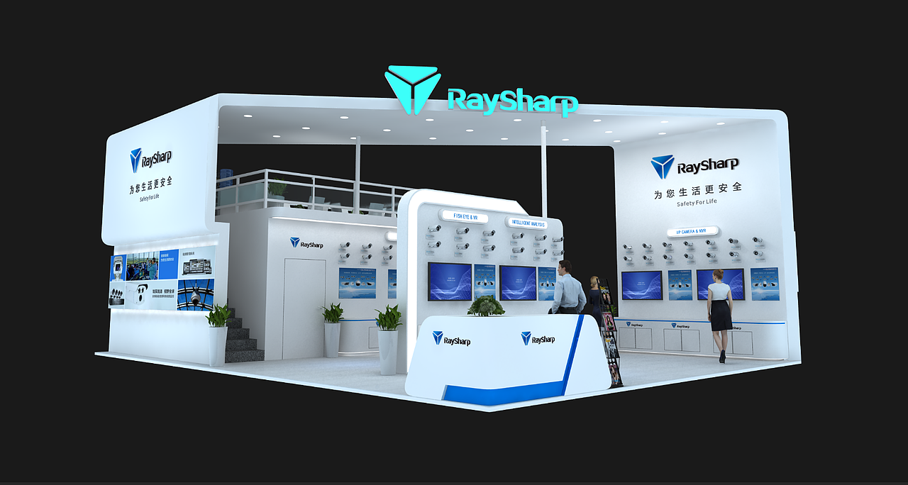 安防展会 效果图 展台效果图 展位效果图 3D展览设计