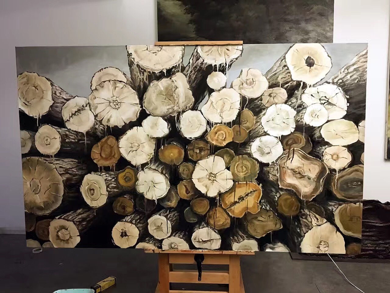 西安油画定制,为客户画的一堆木头.