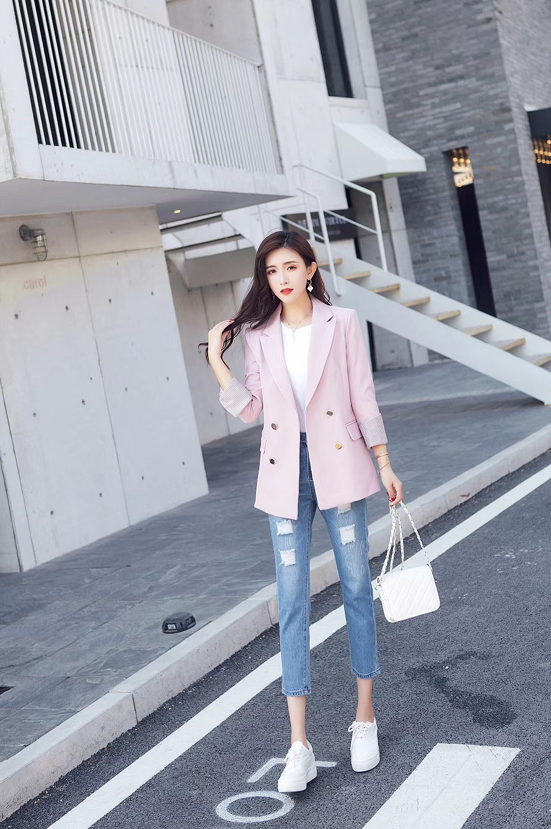 模特聃聃西装外套拍摄模特拍摄