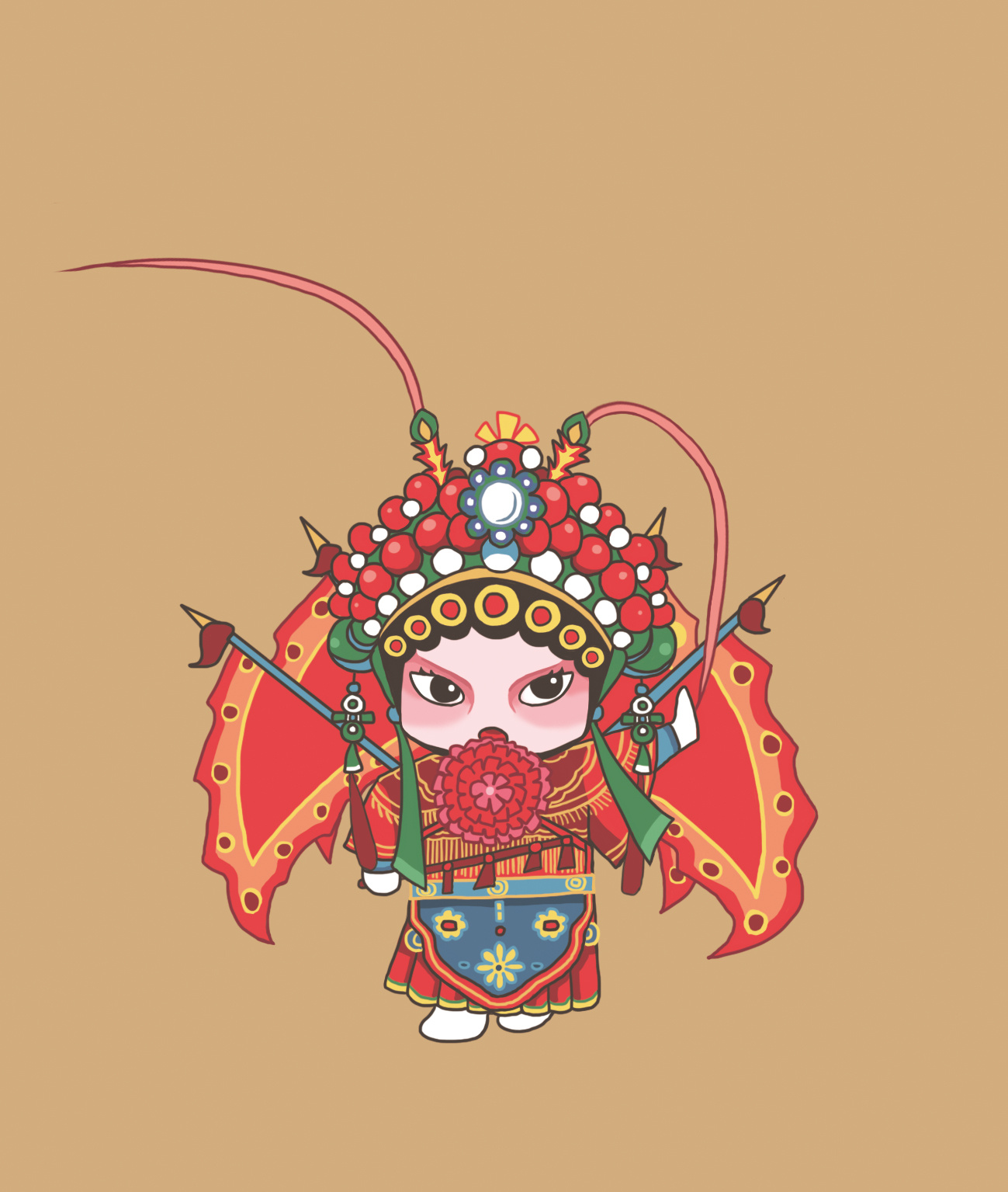 为某茶馆画的京剧系列小插图|插画|商业插画|清川洛 - 原创作品