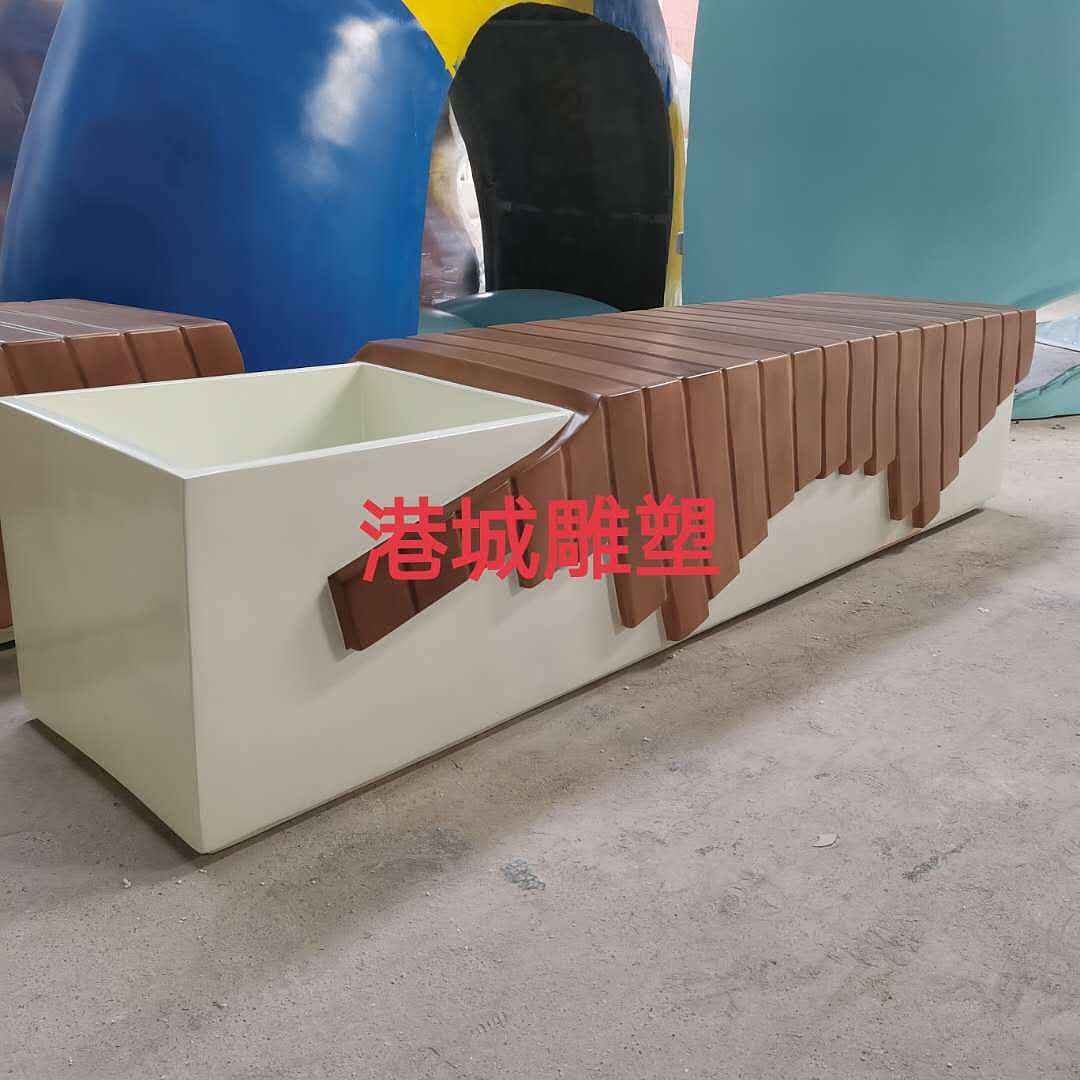 商场公共休息坐椅家具玻璃钢花盆组合休闲椅坐凳雕塑