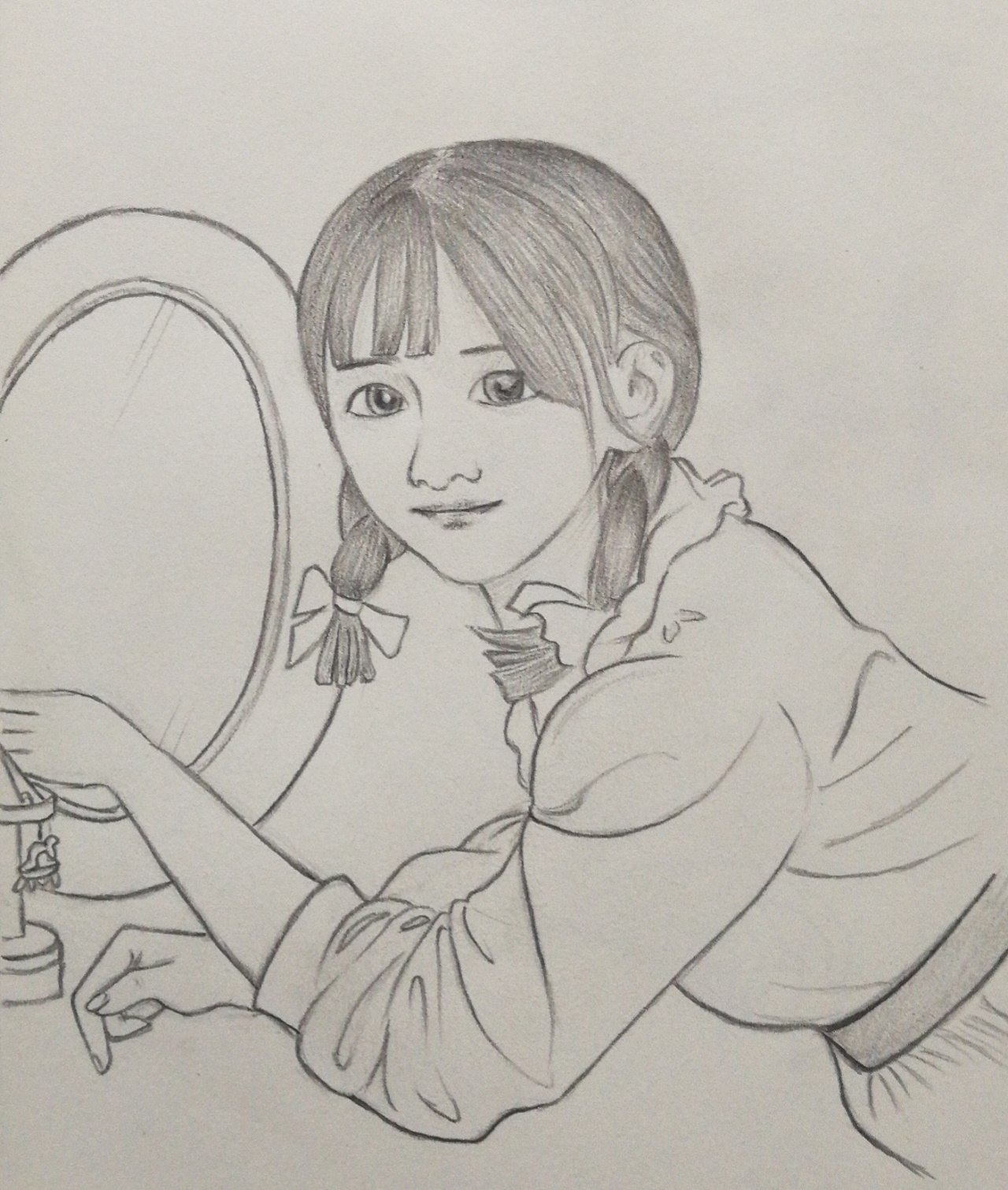 美女 线稿 铅笔画