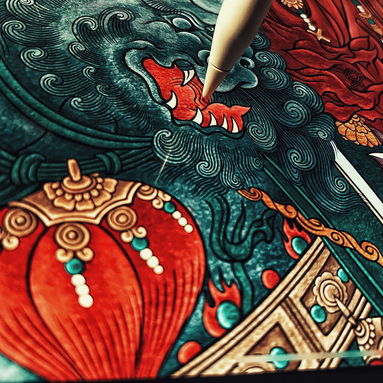 ipad绘制文殊菩萨（图ZMjIwMjEwMDMy） - 绘画 - 站酷设计师亦闳原创素材 - 站酷ZCOOL