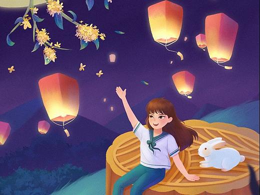 中秋节插画（个人主页-ZNTM1MTY5NDg=） - 创作习作 - 站酷设计师竹右zhuu原创素材 - 站酷ZCOOL