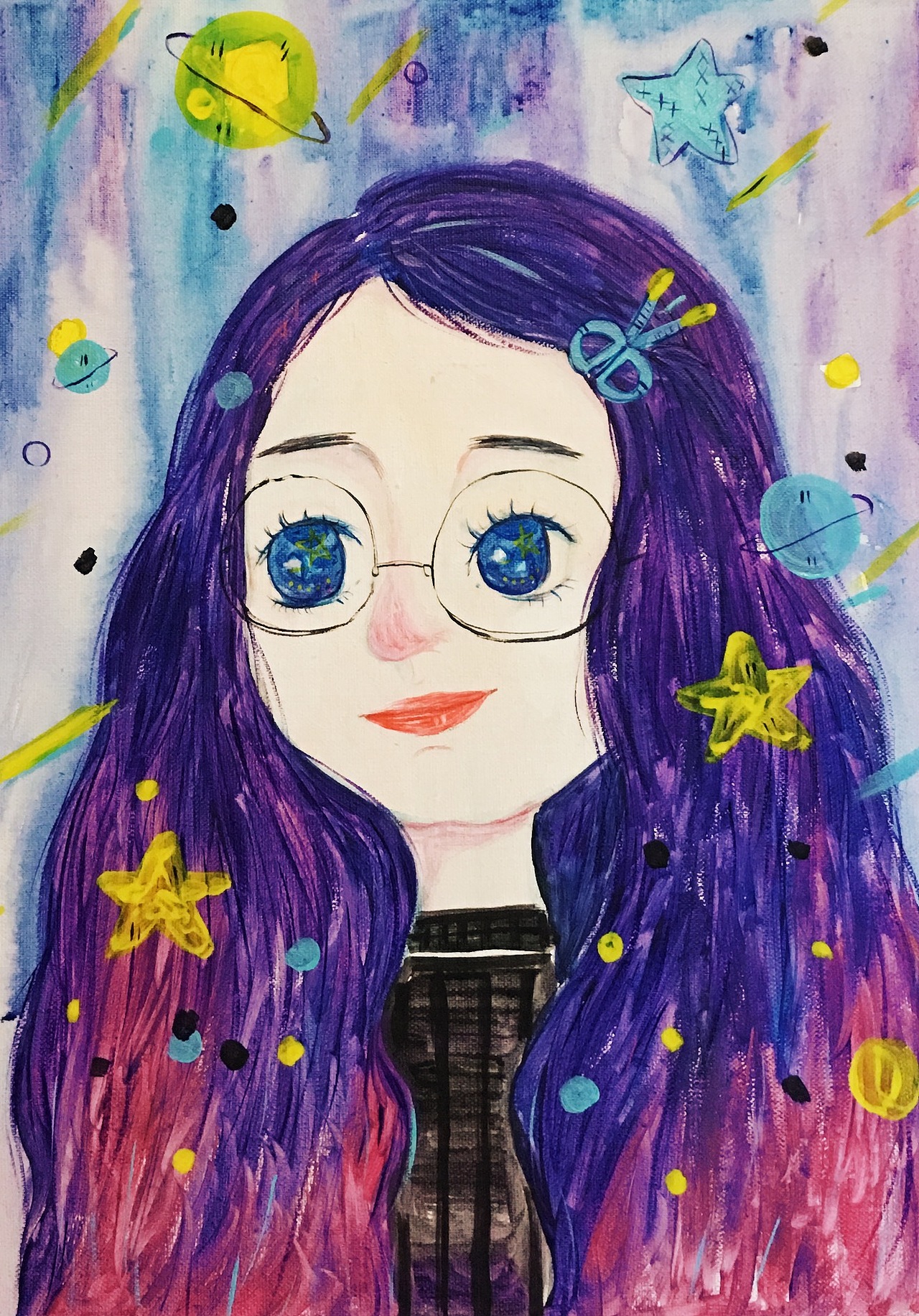 第一张在画布上的丙烯画～送给盆友的生日礼物.