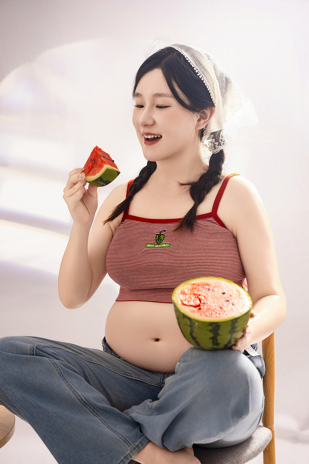 西瓜孕妇写真