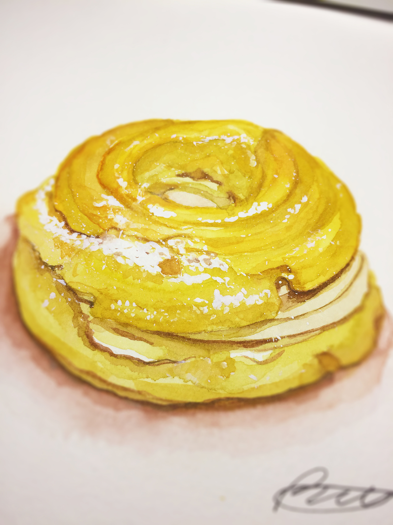 水彩手绘-甜品(巴黎布雷斯特)