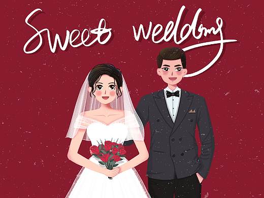 一對(duì)幸福人兒（個(gè)人主頁(yè)-ZNDQ0OTIwNDQ=） - 藝術(shù)插畫 - 站酷設(shè)計(jì)師惠子一一原創(chuàng)素材 - 站酷ZCOOL