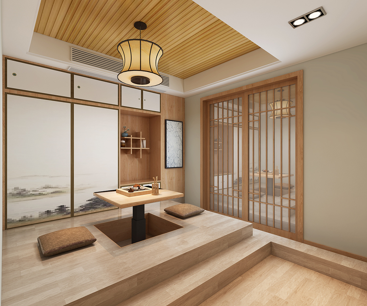 日式风格客餐厅卧室|空间|家装设计|Z94392509 - 原创作品 - 站酷 (ZCOOL)