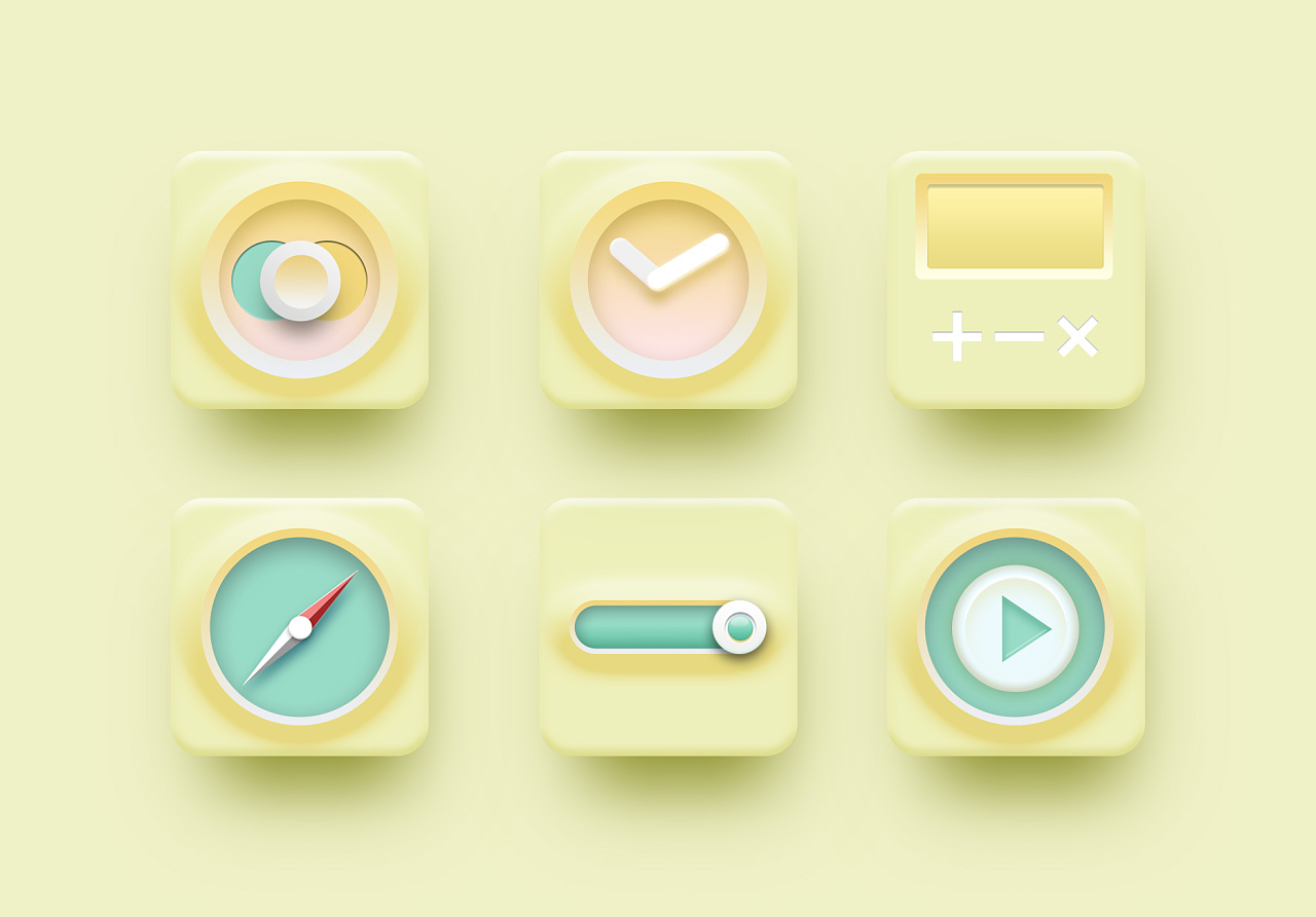 一组轻拟物图标