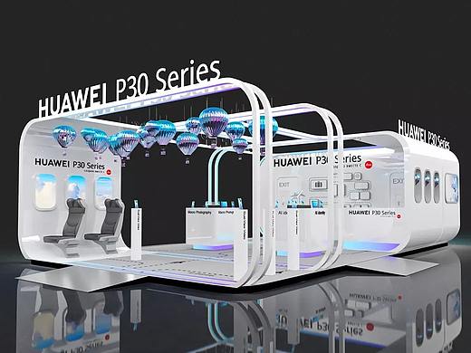 华为展位展会展台展览展点工装家装快闪店3d效果图设计