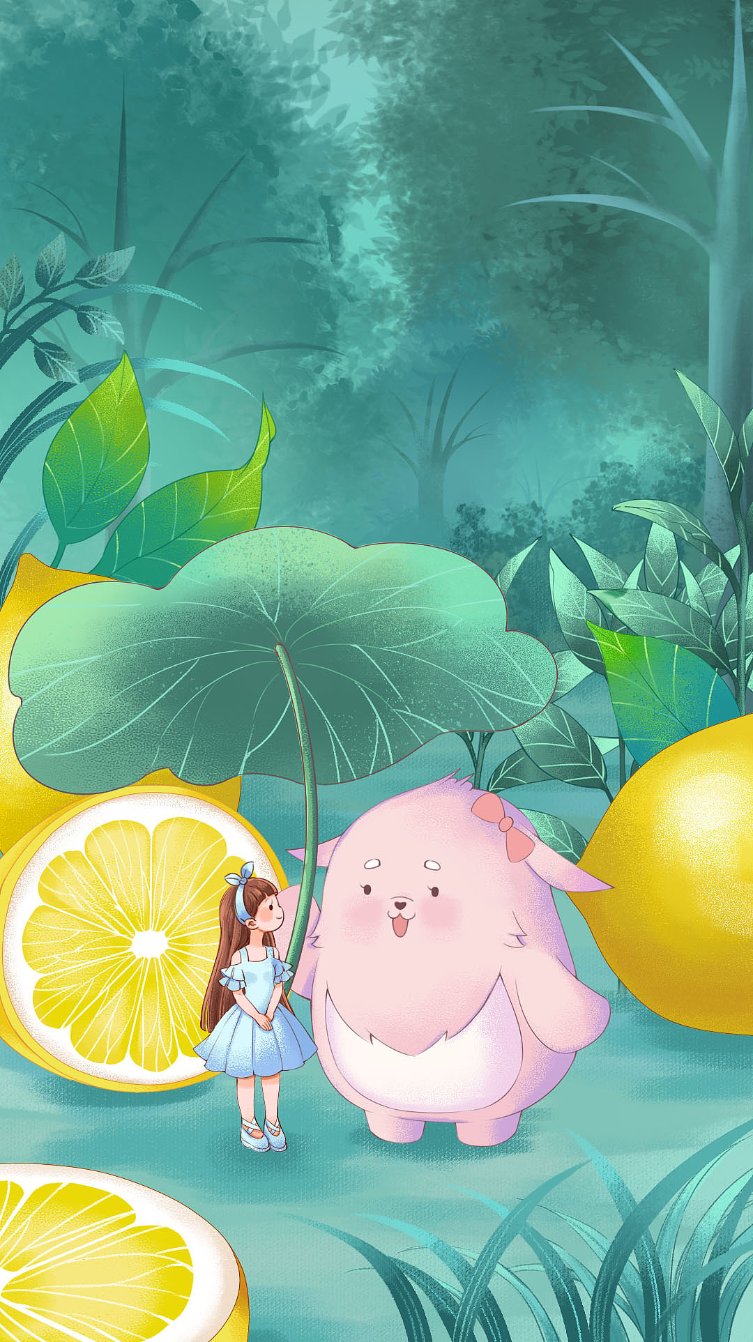 夏日清爽儿童插画