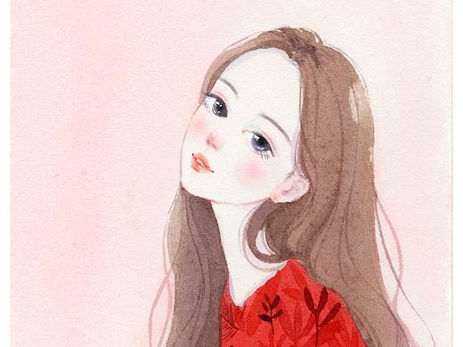 小熊猫胖哒水彩手绘人物水彩少女插画水彩人像头像画像