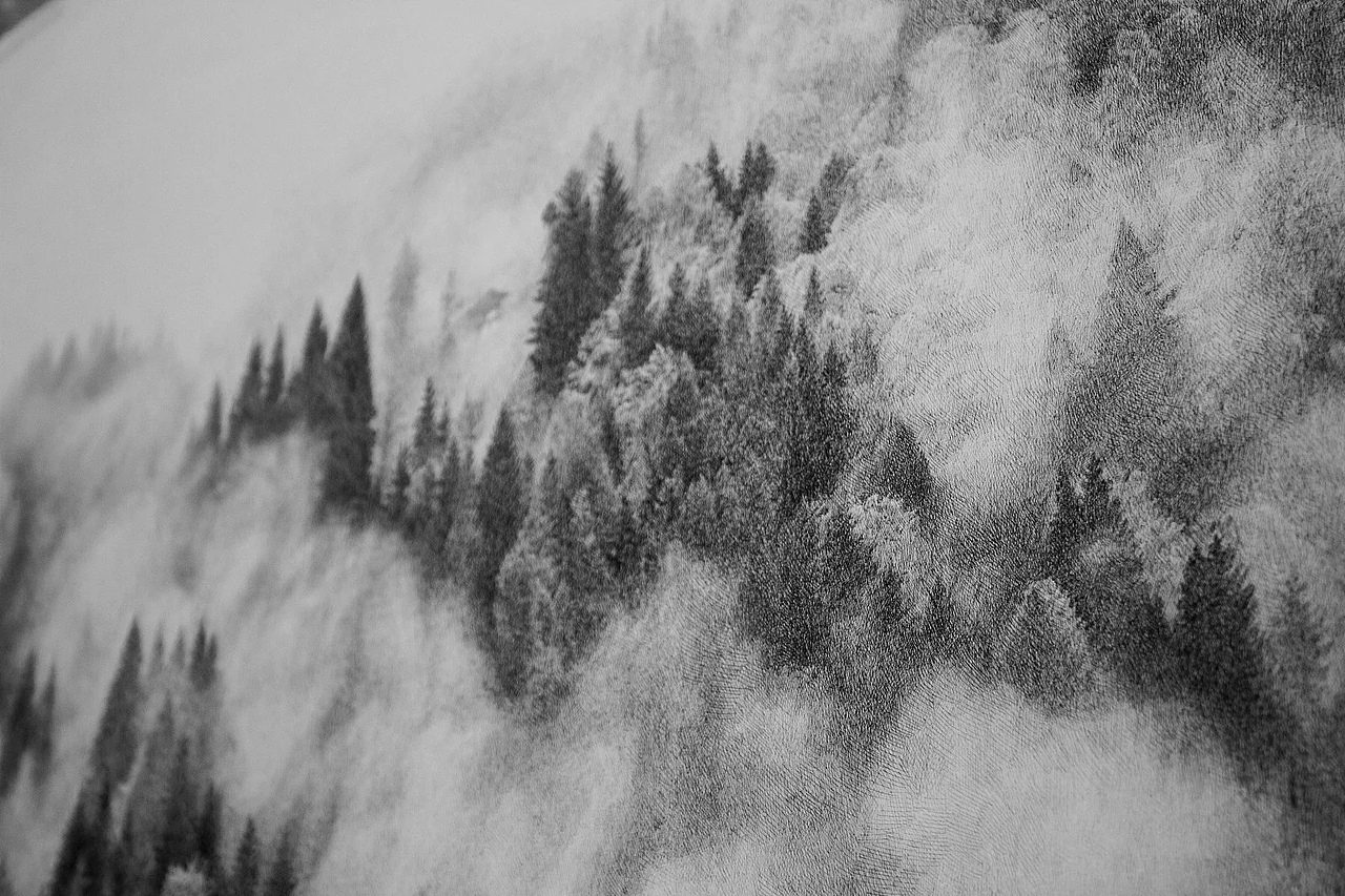 舒展钢笔画风景