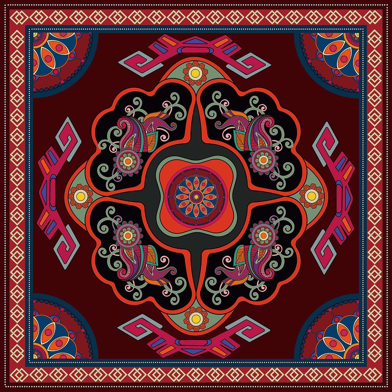 少数民族服饰纹样提取 图案设计及动态变化演示(二)