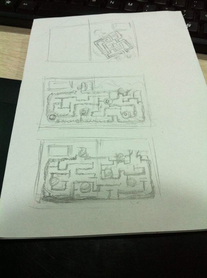 首先绘制草图 把迷宫的走向设置关卡 简略过一遍