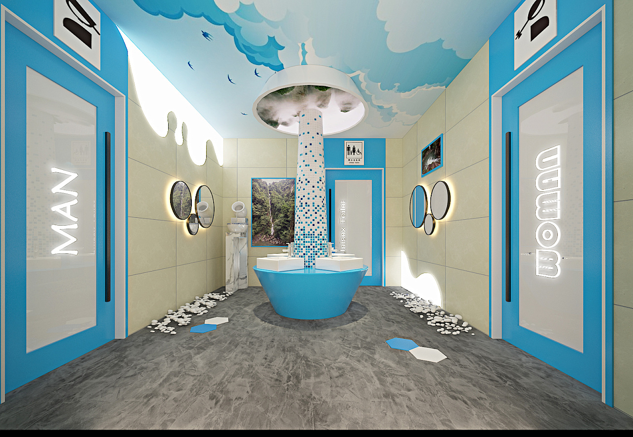 三百山玻璃天桥旅游厕所为夏季主题