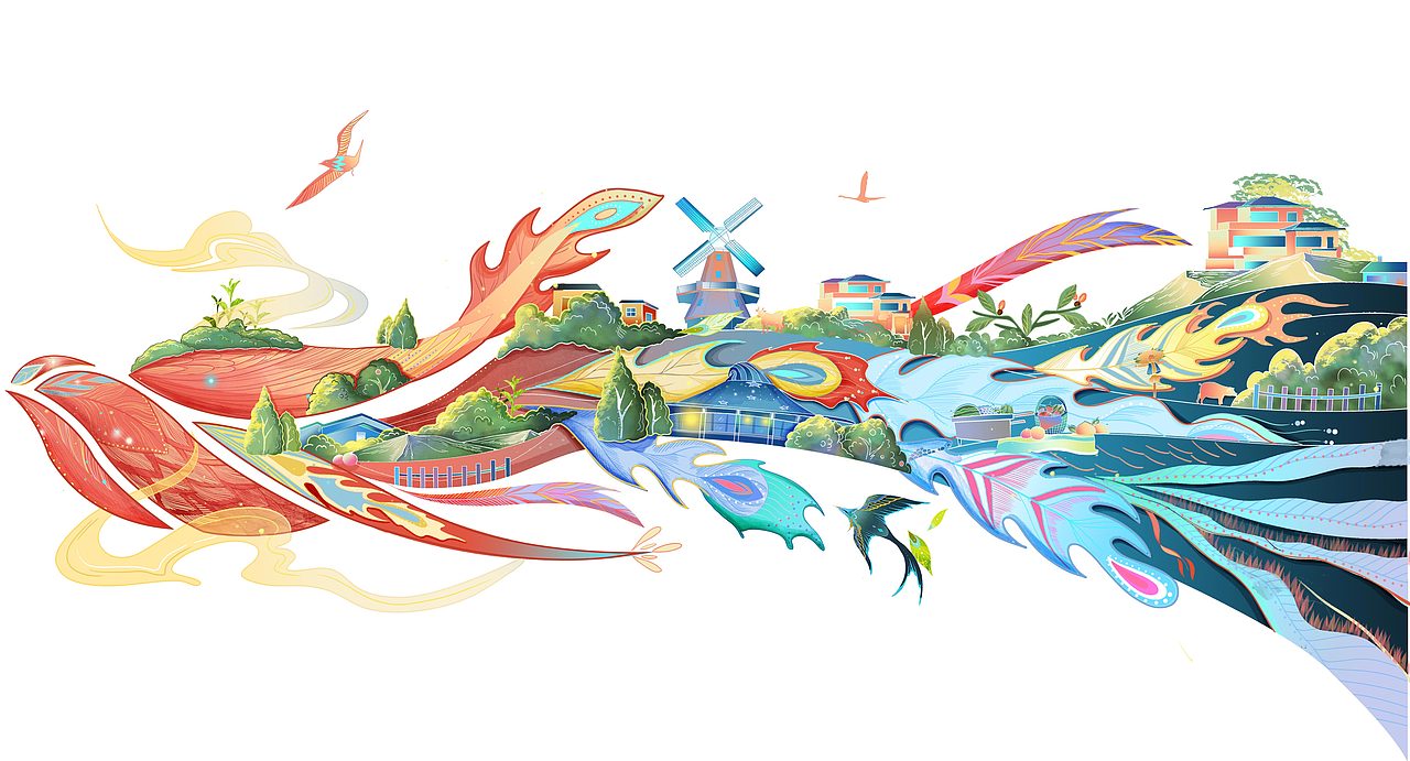 为某地产绘制的主画面（图ZMTY0MjcwNjI4） - 商业插画 - 站酷设计师白灼西蓝花原创素材 - 站酷ZCOOL