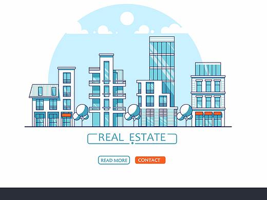 扁平风格的建筑插画（个人主页-ZMzQ0NTEwNzY=） - 商业插画 - 站酷设计师刘小昆原创素材 - 站酷ZCOOL