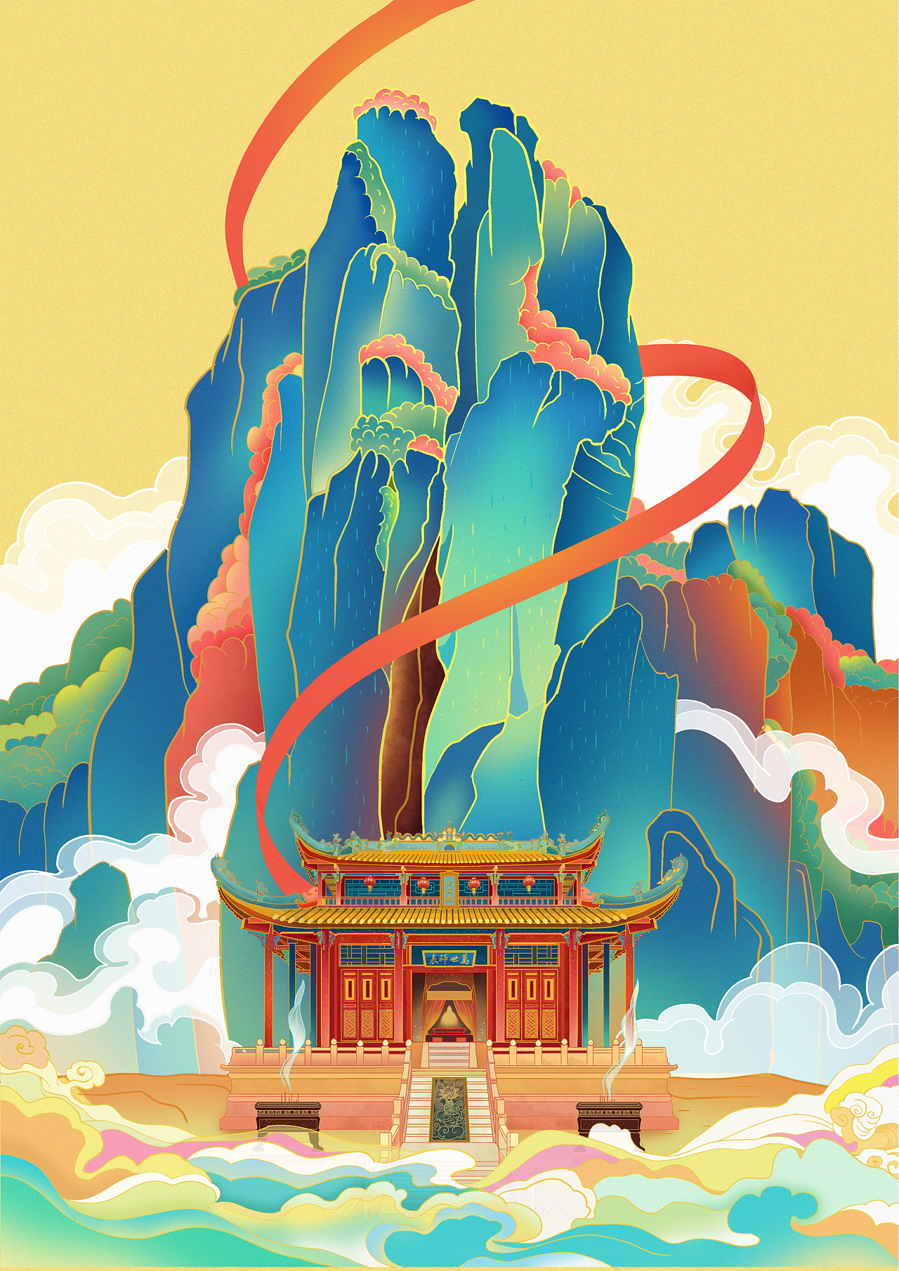 中国传统建筑插画