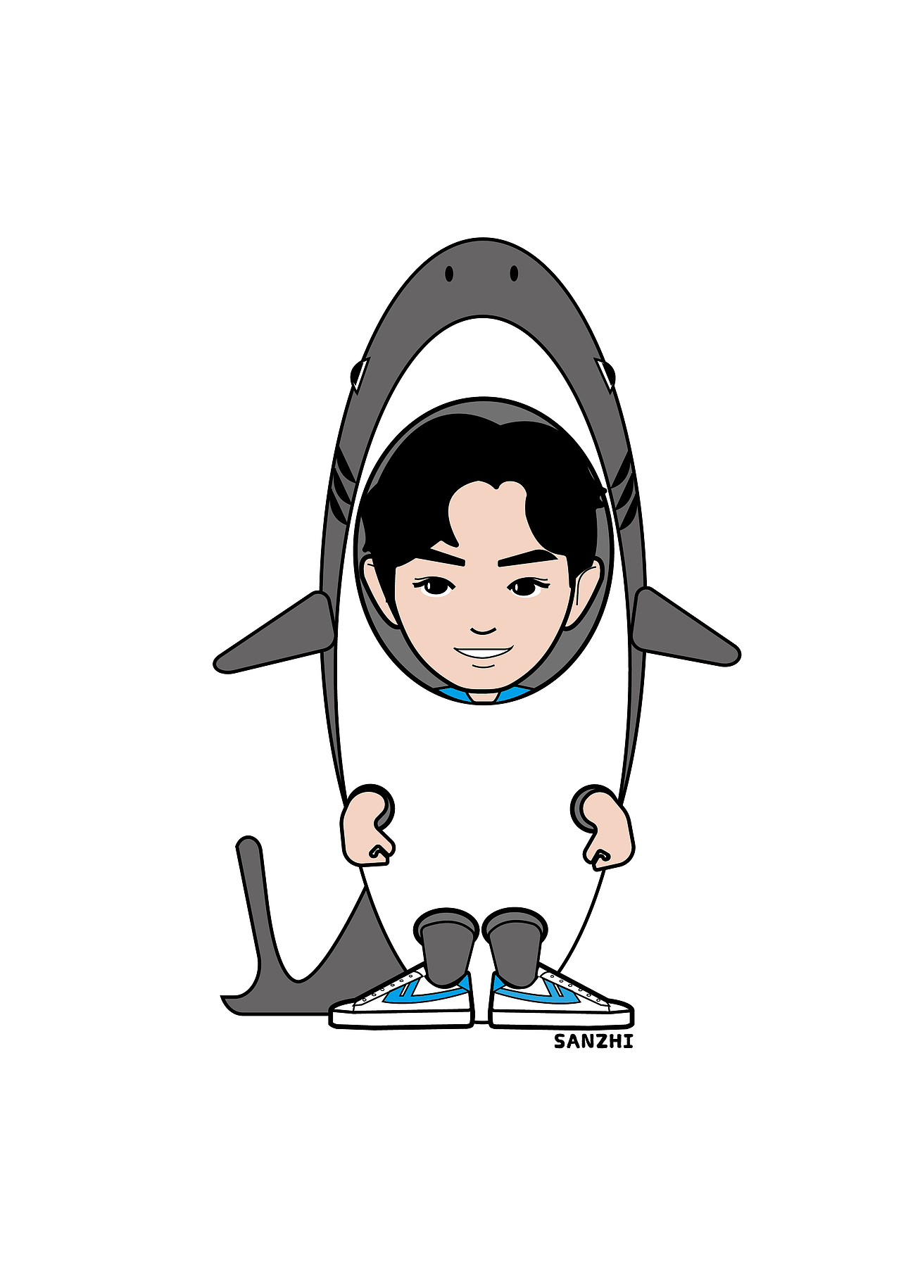 鲨鱼男孩（图ZMjUwMjAyNDM2） - 艺术插画 - 站酷设计师三直SANZHI原创素材 - 站酷ZCOOL