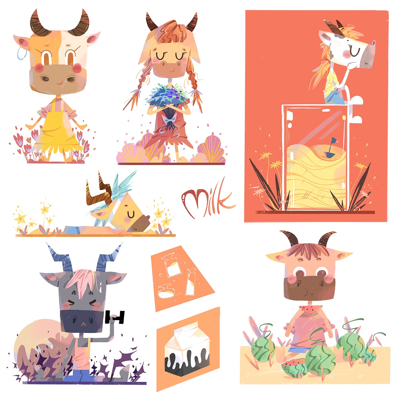 牛（图ZMjE5MDg1MjM2） - 儿童插画 - 站酷设计师猴先生Hs原创素材 - 站酷ZCOOL