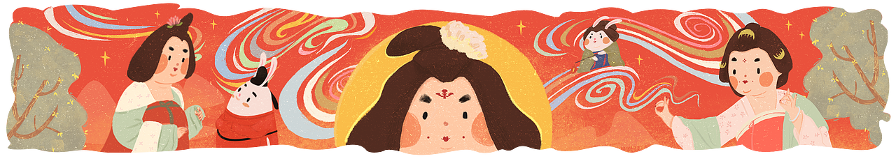 中秋节始于唐朝初年,所以我选择了唐朝的服饰,妆容