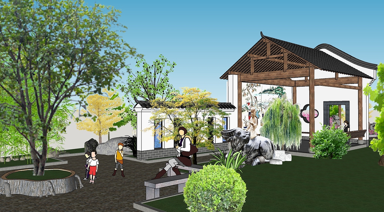 乡村村口景观（图ZMTY3NTAzMTY0） - 景观设计 - 站酷设计师小米飞飞原创素材 - 站酷ZCOOL