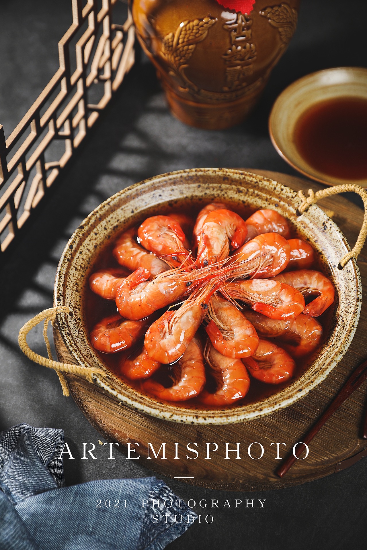 花雕熟醉虾 沼虾 美食摄影