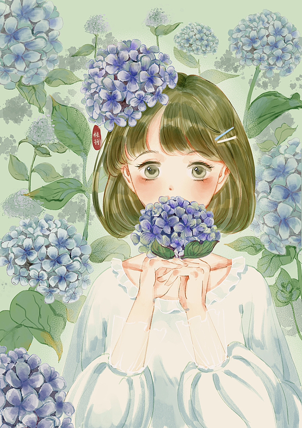 绣球与少女（图ZMzQzNTMzMjA4） - 创作习作 - 站酷设计师桂羽原创素材 - 站酷ZCOOL