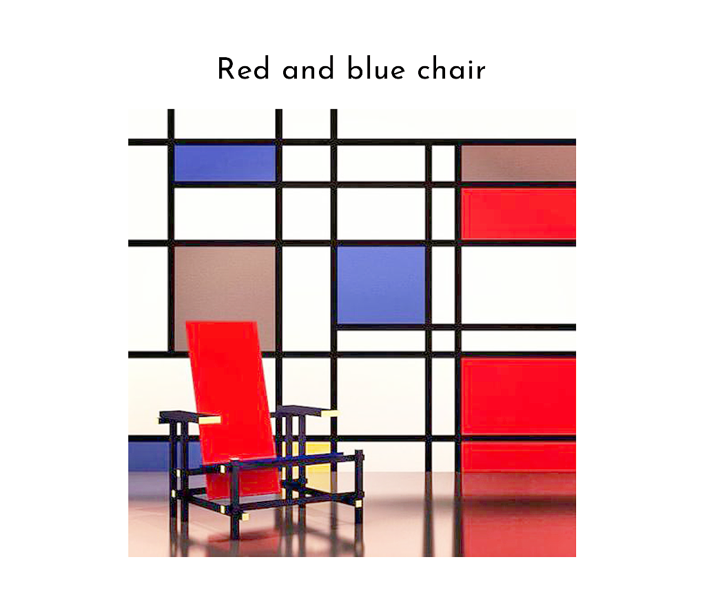第一次知道 Mondrian
第一次知道蒙德里安还是在大学一年级工业设计史课,老师放的一张红蓝椅的幻灯片,Red and blue chair,因为用色以及造型太独特了所以一直记得,当时我并不理解这样的设计,并不认为这样的椅子使用会舒服,但其实是我没有站在当时那个特殊的时期去看这样的艺术产物。<br>(该图来自网络)