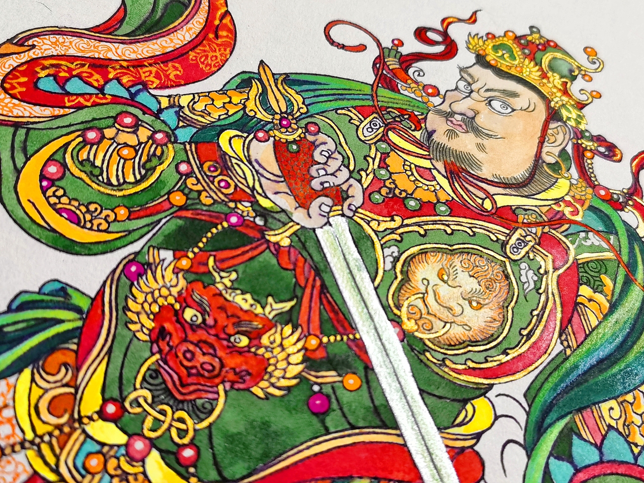 手绘国风之西方广目天王