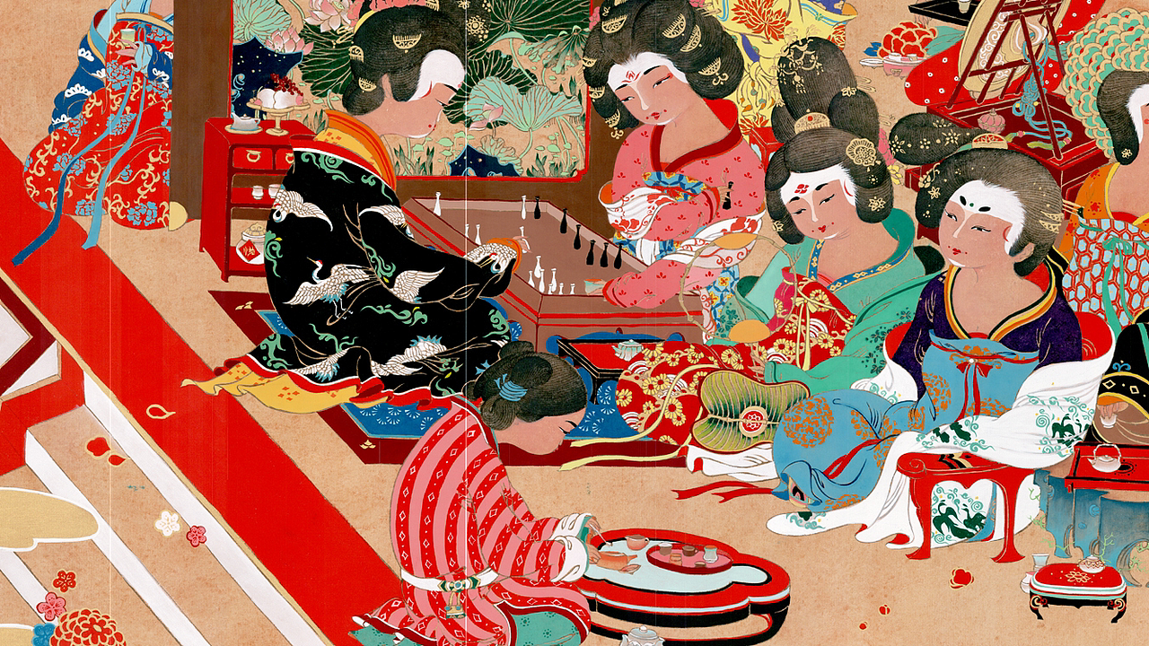 新古典绘卷《唐宫鶴臆》（图ZOTA5MjUyMzY=） - 商业插画 - 站酷设计师朝朝兰原创素材 - 站酷ZCOOL