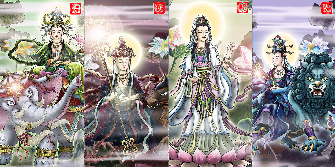 四大菩萨（图ZMzI0MzM0NTY=） - 游戏原画 - 站酷设计师超级无敌红蛋蛋原创素材 - 站酷ZCOOL