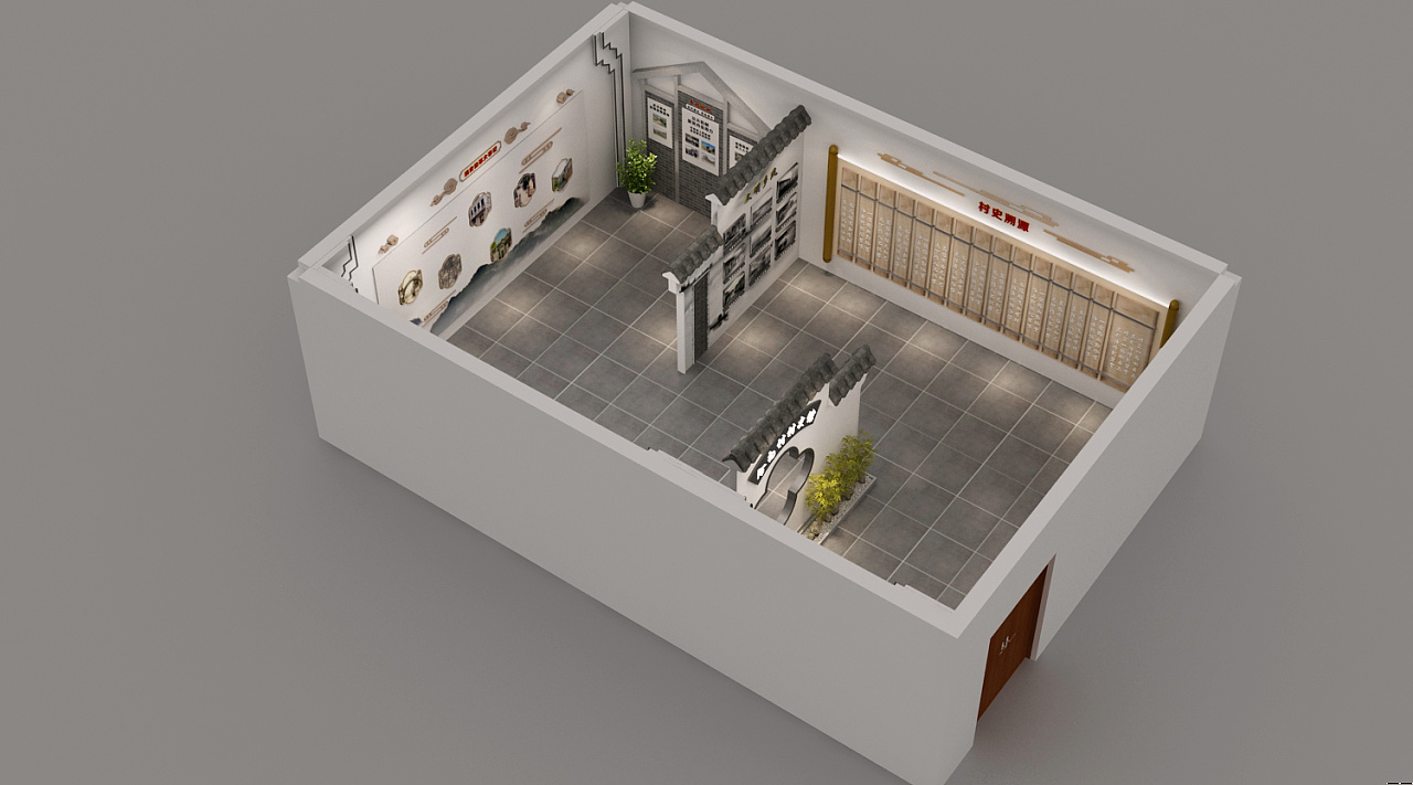 当代文化村史历史展示展览展馆设计3d效果图