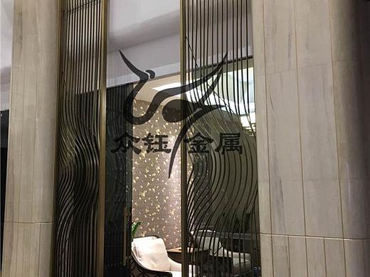 湖北酒店青古铜不锈钢屏风中式镂空隔断雕花