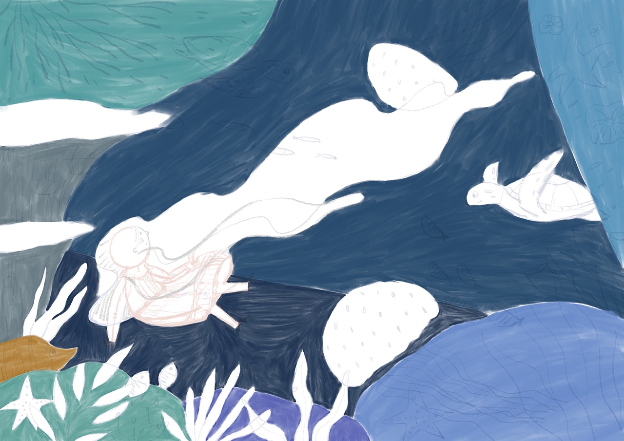 假如长发公主掉进了海里（图ZMjkxODk3Njg4） - 创作习作 - 站酷设计师淼小怪原创素材 - 站酷ZCOOL