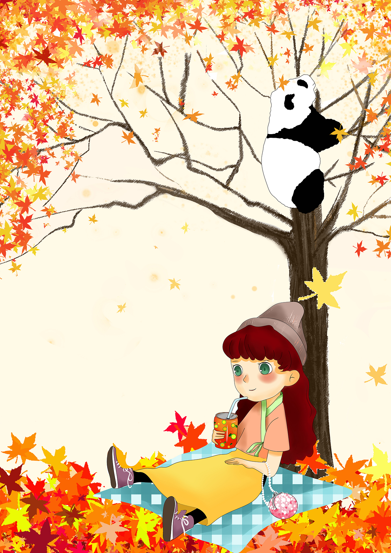 我与熊猫的四季 插画（图ZMTQ2Mjg5MTY0） - 创作习作 - 站酷设计师夏枳原创素材 - 站酷ZCOOL