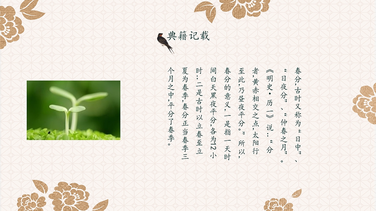 春暖花开春分节气宣传简介PPT模板
