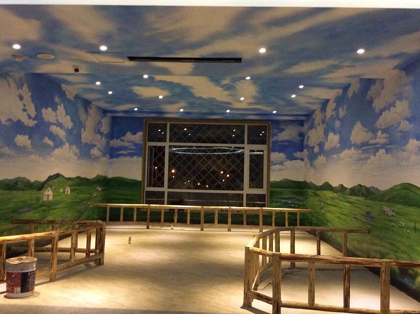 广州工装3D立体画墙体彩绘