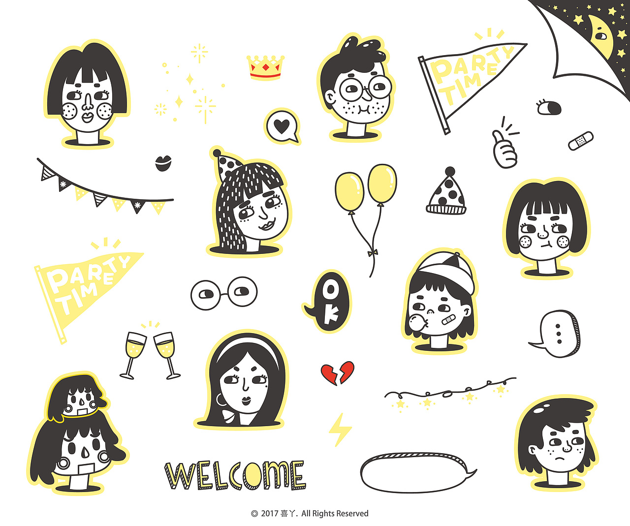 和黄油相机合作的【派对时间】贴纸