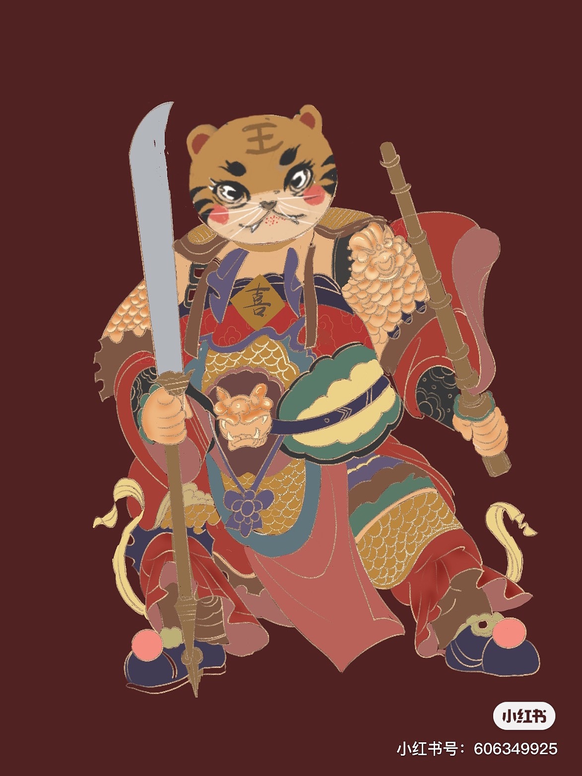 虎年门神插画/国风插画/吉祥（图ZMjgzMjcwOTUy） - 儿童插画 - 站酷设计师丸子小姐儿原创素材 - 站酷ZCOOL